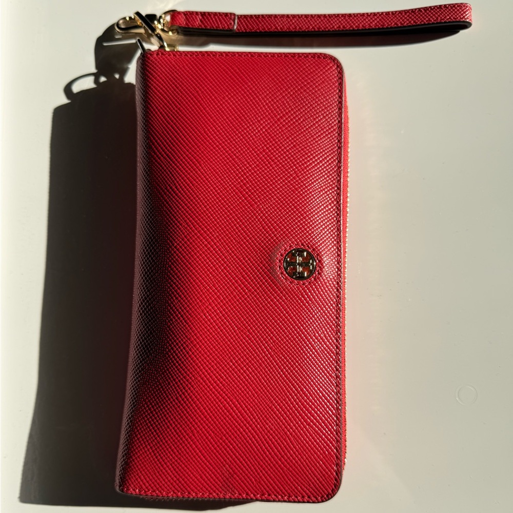 Tory Burch Red Leather Wristlet Wallet